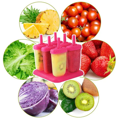 US Local 6Pcs Popsicle Molds Reusable Ice Cream DIY Ice Maker Ice Bar Maker Plastic Popsicle Mold For Homemade Iced Snacks
