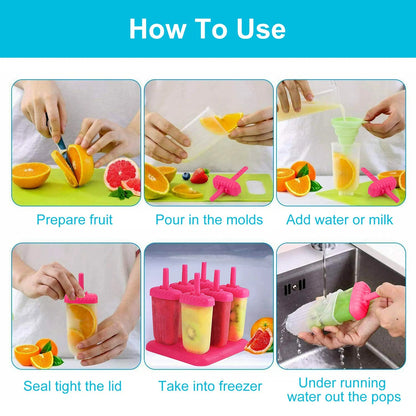 US Local 6Pcs Popsicle Molds Reusable Ice Cream DIY Ice Maker Ice Bar Maker Plastic Popsicle Mold For Homemade Iced Snacks