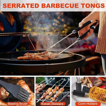 US Local Grilljoy BBQ Accessories Grill Tools Set - 22PCS Stainless Steel Barbecue Grill Accessories For Outdoor Grill With Black Aluminum Case - Grilling Gifts For Men Dad -Grill Tools Kit