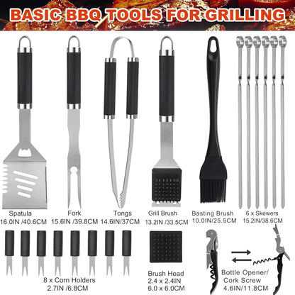 US Local Grilljoy BBQ Accessories Grill Tools Set - 22PCS Stainless Steel Barbecue Grill Accessories For Outdoor Grill With Black Aluminum Case - Grilling Gifts For Men Dad -Grill Tools Kit