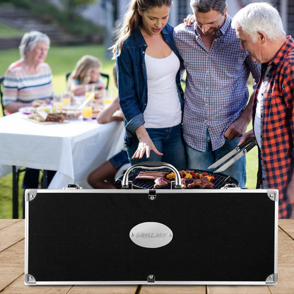 US Local Grilljoy BBQ Accessories Grill Tools Set - 22PCS Stainless Steel Barbecue Grill Accessories For Outdoor Grill With Black Aluminum Case - Grilling Gifts For Men Dad -Grill Tools Kit