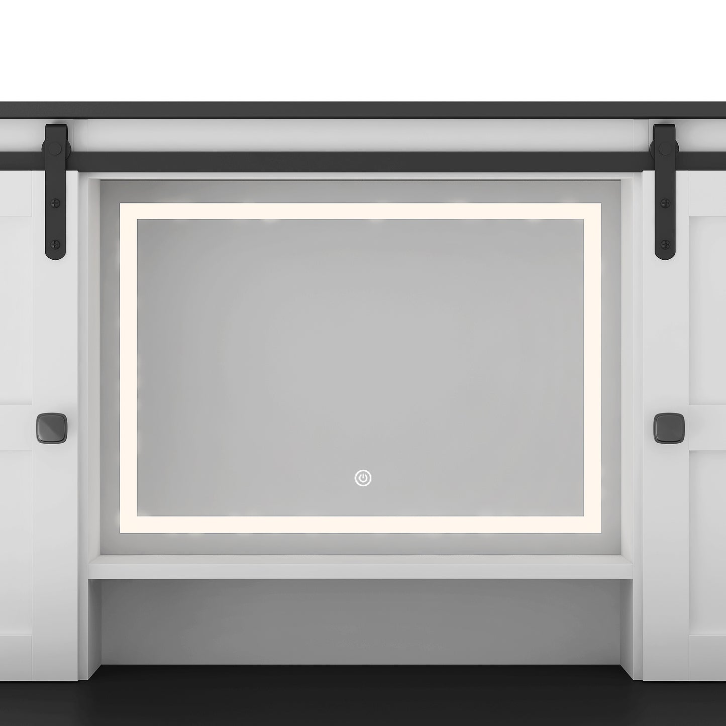 US Local Farmhouse Dressing Table Makeup Table,  Wide Dressing Table With Lighted Mirror And Makeup Drawer, Large Modern Dressing Table Set With Hair Dryer Holder For Bedroom, White