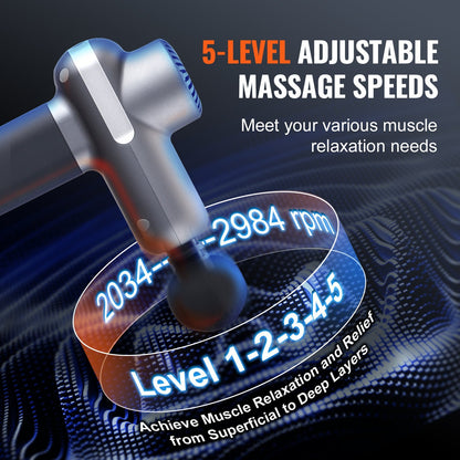 US Local VEVOR Massage Gun Deep Tissue, Percussion Muscle Massager For Athletes - With 5 Speed Levels & 6 Massage Heads, 7.4V 2500mAh Batteries, Handheld Electric Massage Gun For Pain Relief, Muscle Relaxation