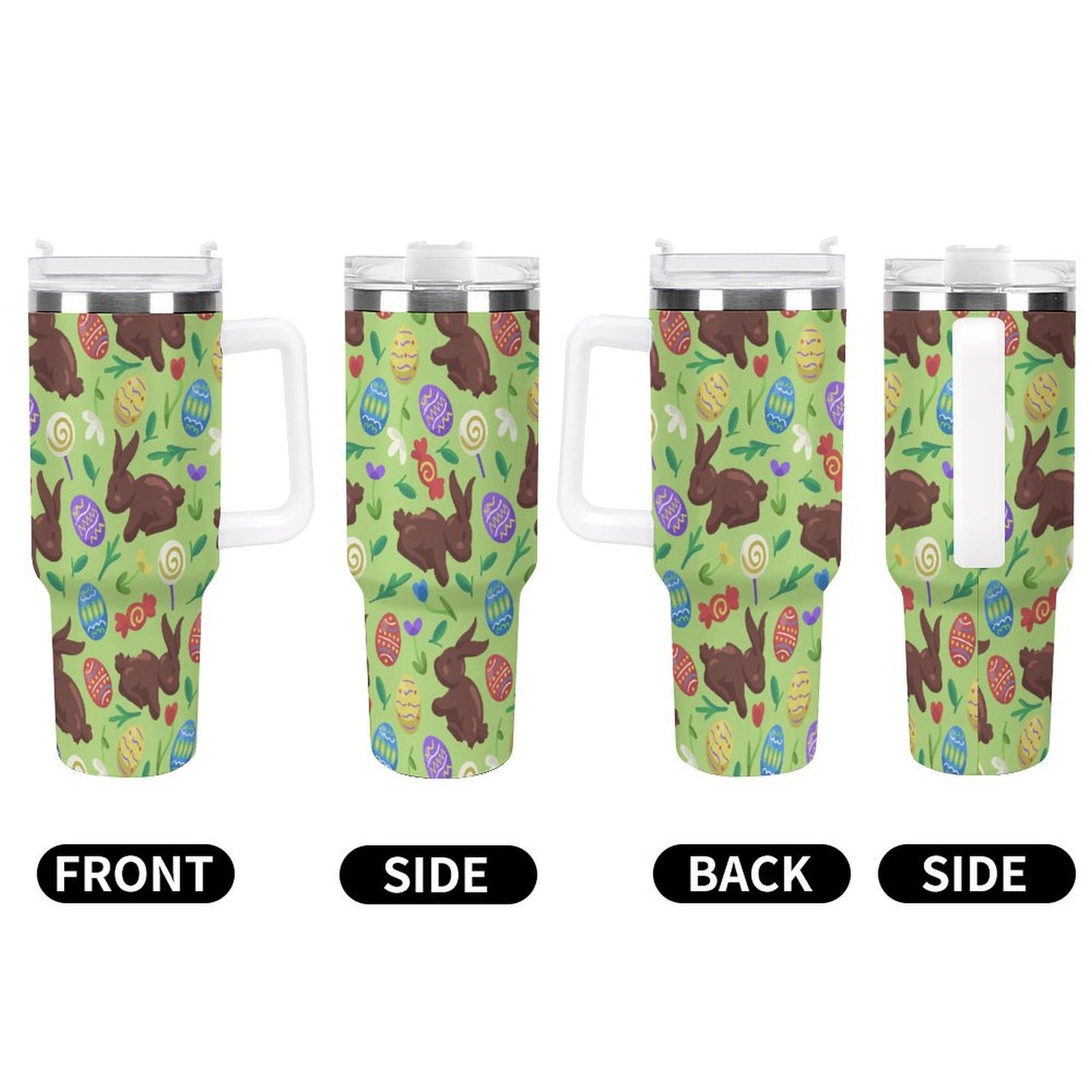 PHDT00527 POD US Local Tumbler 40oz Large Capacity Car Cup Green, Easter, Rabbit