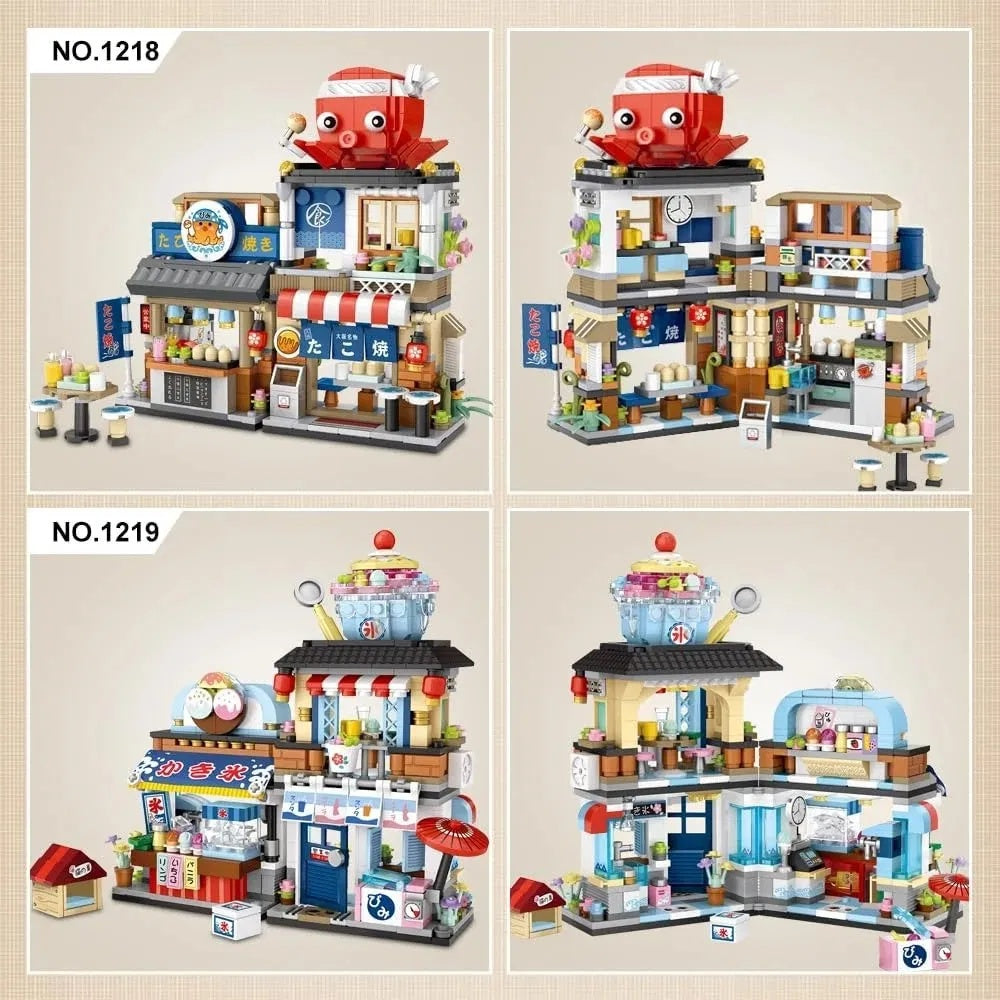 US Local 4 PACK Brick Building Set For Kids, 2969 PCS Building Blocks Kit Japanese Street Building Toy Set Gift For 6-15 Years Old Kid And Adult