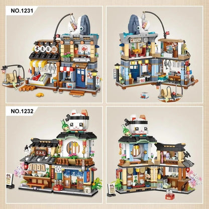 US Local 4 PACK Brick Building Set For Kids, 2969 PCS Building Blocks Kit Japanese Street Building Toy Set Gift For 6-15 Years Old Kid And Adult