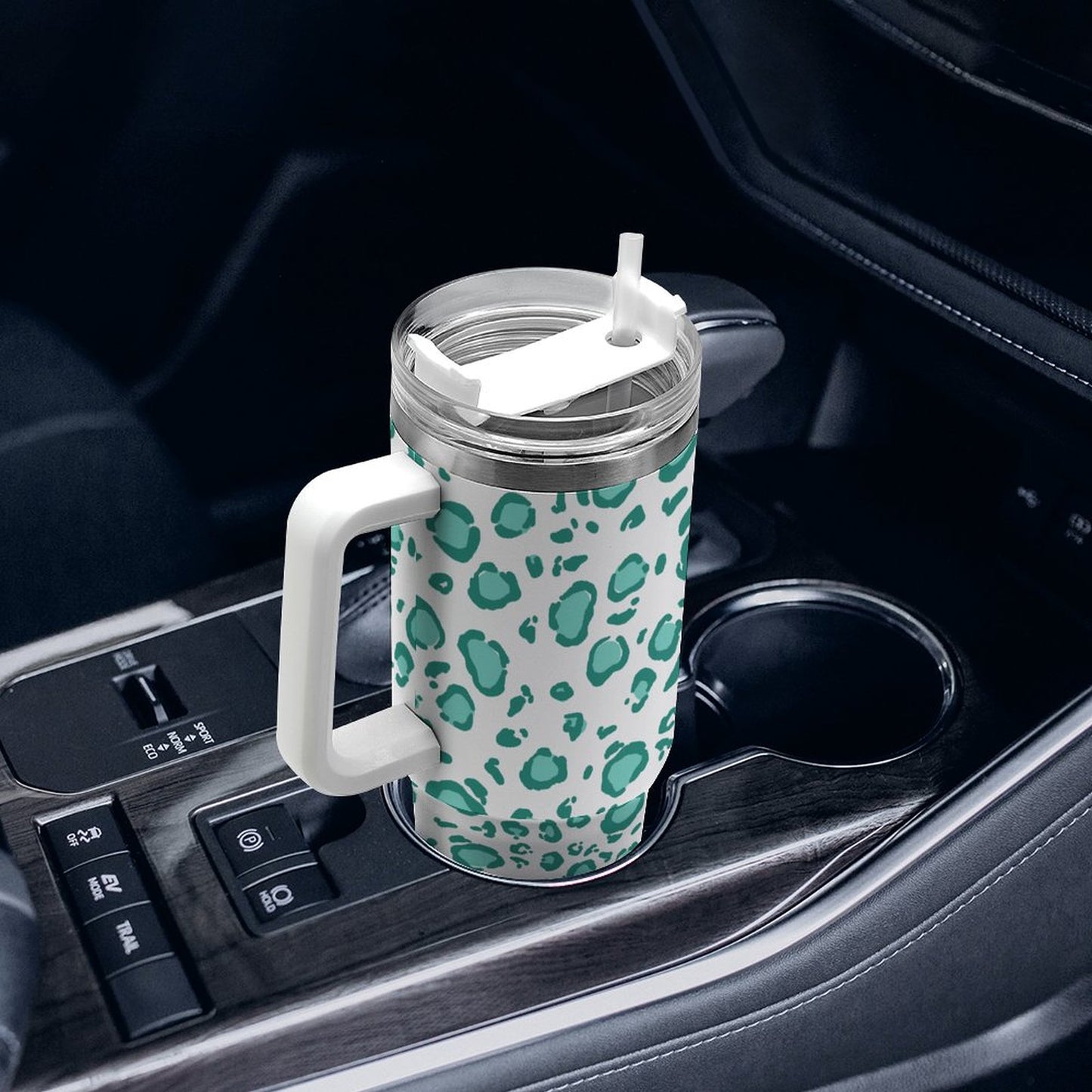 PHDT00382 POD US Local Tumbler 40 oz Large Capacity Car Cup Green Leopard
