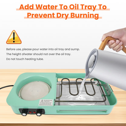 US Local 1 Pc 3 In 1 Electric Hot Pot With Grill 1600W Smokeless Non-Stick Korean BBQ Grill Shabu Shabu Hot Pot Combo With Independent Temperature Control For 3-5 People Fedex Shipping