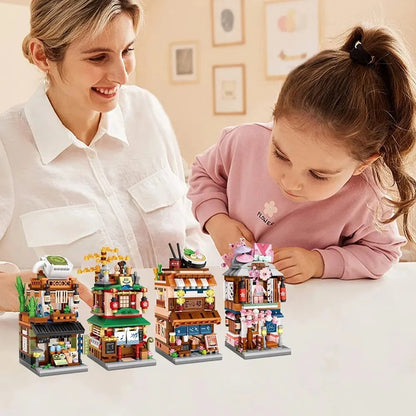 US Local 4 PACK Brick Building Set For Kids, 2969 PCS Building Blocks Kit Japanese Street Building Toy Set Gift For 6-15 Years Old Kid And Adult