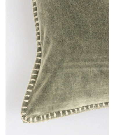 US Local Stonewashed Cotton Velvet Throw Pillow With Decorative Handstiched Edges-19X19inch