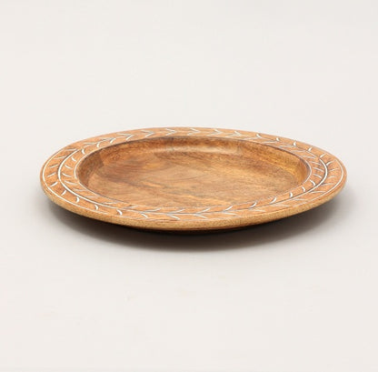 US Local Handcrafted 13inch Wood Charger Plate Wooden Dinning Placemat Artisan Wood Tableware