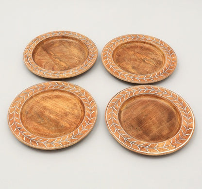 US Local Handcrafted 13inch Wood Charger Plate Wooden Dinning Placemat Artisan Wood Tableware