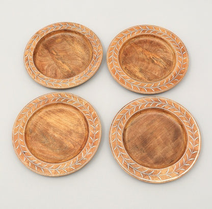 US Local Handcrafted 13inch Wood Charger Plate Wooden Dinning Placemat Artisan Wood Tableware