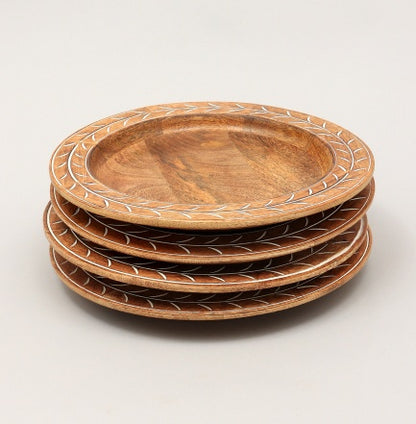 US Local Handcrafted 13inch Wood Charger Plate Wooden Dinning Placemat Artisan Wood Tableware
