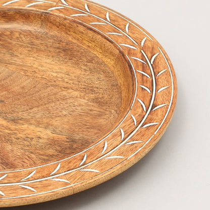 US Local Handcrafted 13inch Wood Charger Plate Wooden Dinning Placemat Artisan Wood Tableware