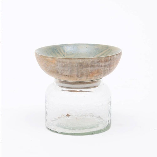 US Local Glass Nut Jar With Wooden Bowl-Shaped Lid