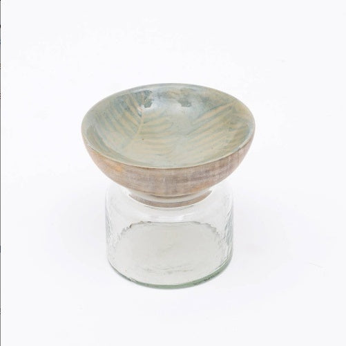 US Local Glass Nut Jar With Wooden Bowl-Shaped Lid