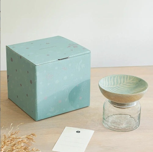 US Local Glass Nut Jar With Wooden Bowl-Shaped Lid