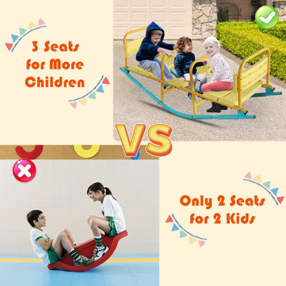 US Local Kindergarten Children Outdoor Rocking Horse Outdoor Park Playground Equipment Double Or Triple Seesaw Swinging Fun