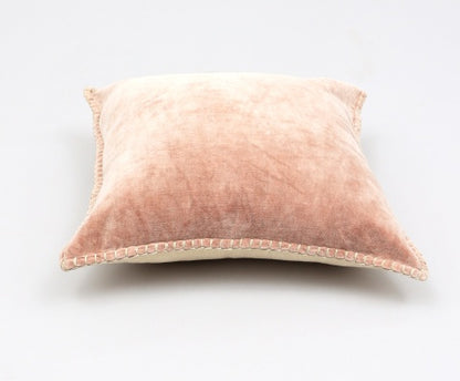 US Local Stonewashed Cotton Velvet Throw Pillow With Decorative Handstiched Edges-19X19 Inch
