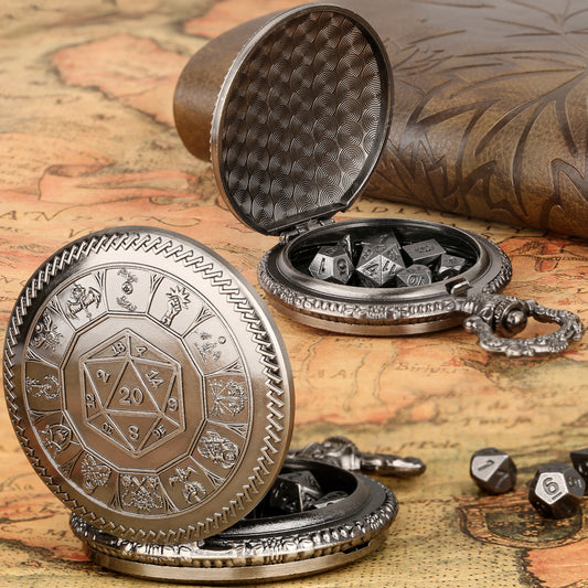 US Local Creative Retro Metal Center Dice Set, Steampunk Pocket Case, Equipped With 7 Mini DND Game Polyhedral Metal Dice, Enhancing RPG Gaming Experience, Providing Collectible Gifts For Board Game Players