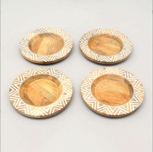 US Local Handcrafted 13 Wood Charger Plate   Wooden Dinning Placemat Artisan Wood Tableware