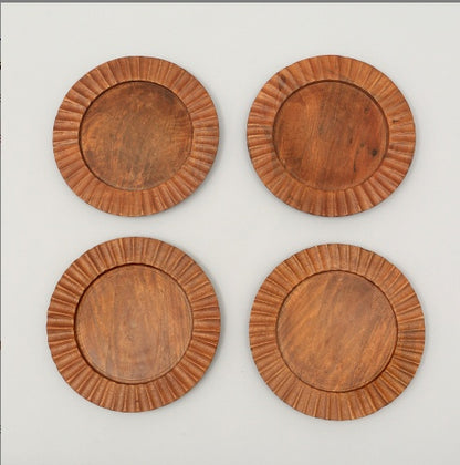 US Local Handcrafted 13 Wood Charger Plate   Wooden Dinning Placemat Artisan Wood Tableware