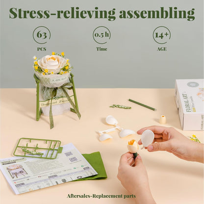 US Local ROBOTIME Artificial Flowers 3D Puzzle Model Kits Puzzles For Adults To Build, Decoration Home Decor Accessories Living Room Gifts For Women, Camellia