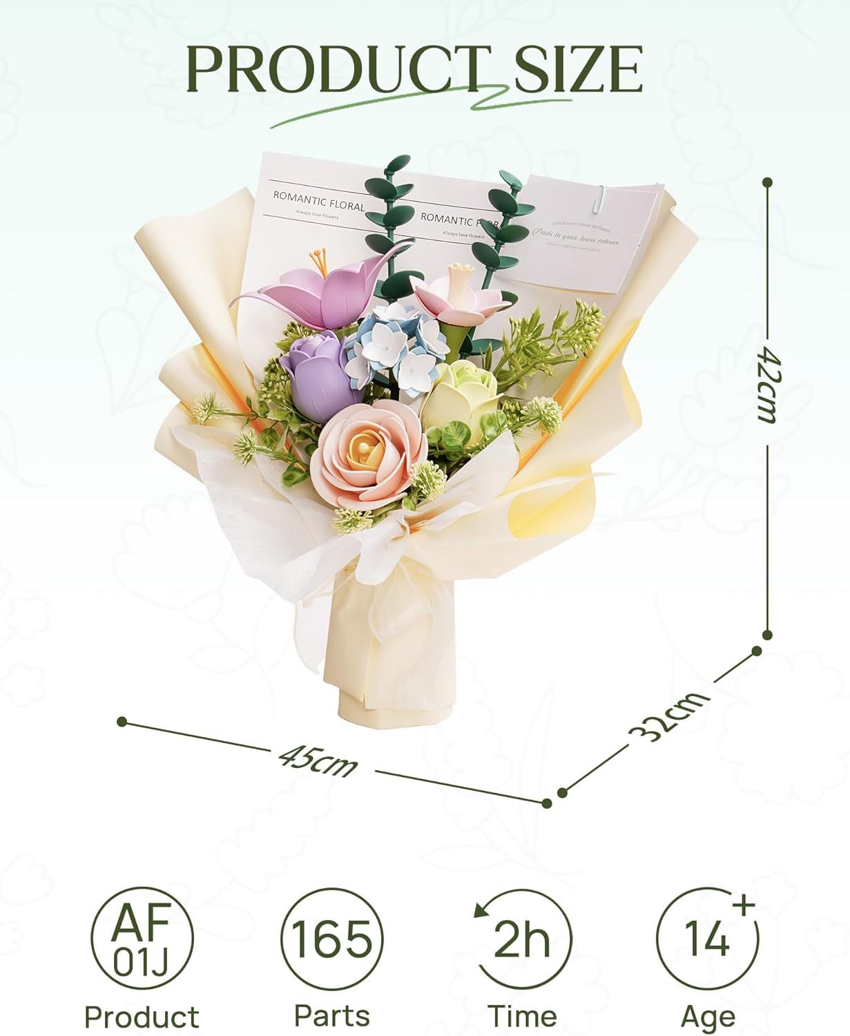 US Local ROBOTIME 3D Plastic Flower Puzzle, Spring Time Bouquet DIY Model Kits For Gift AF01J
