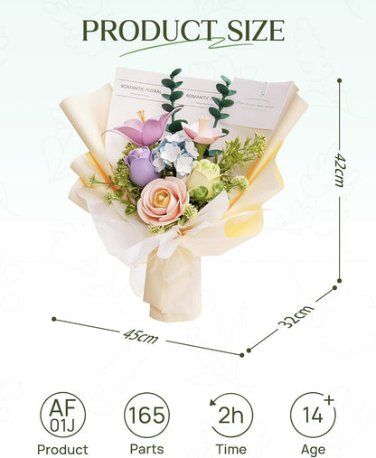 US Local ROBOTIME 3D Plastic Flower Puzzle, Spring Time Bouquet DIY Model Kits For Gift AF01J