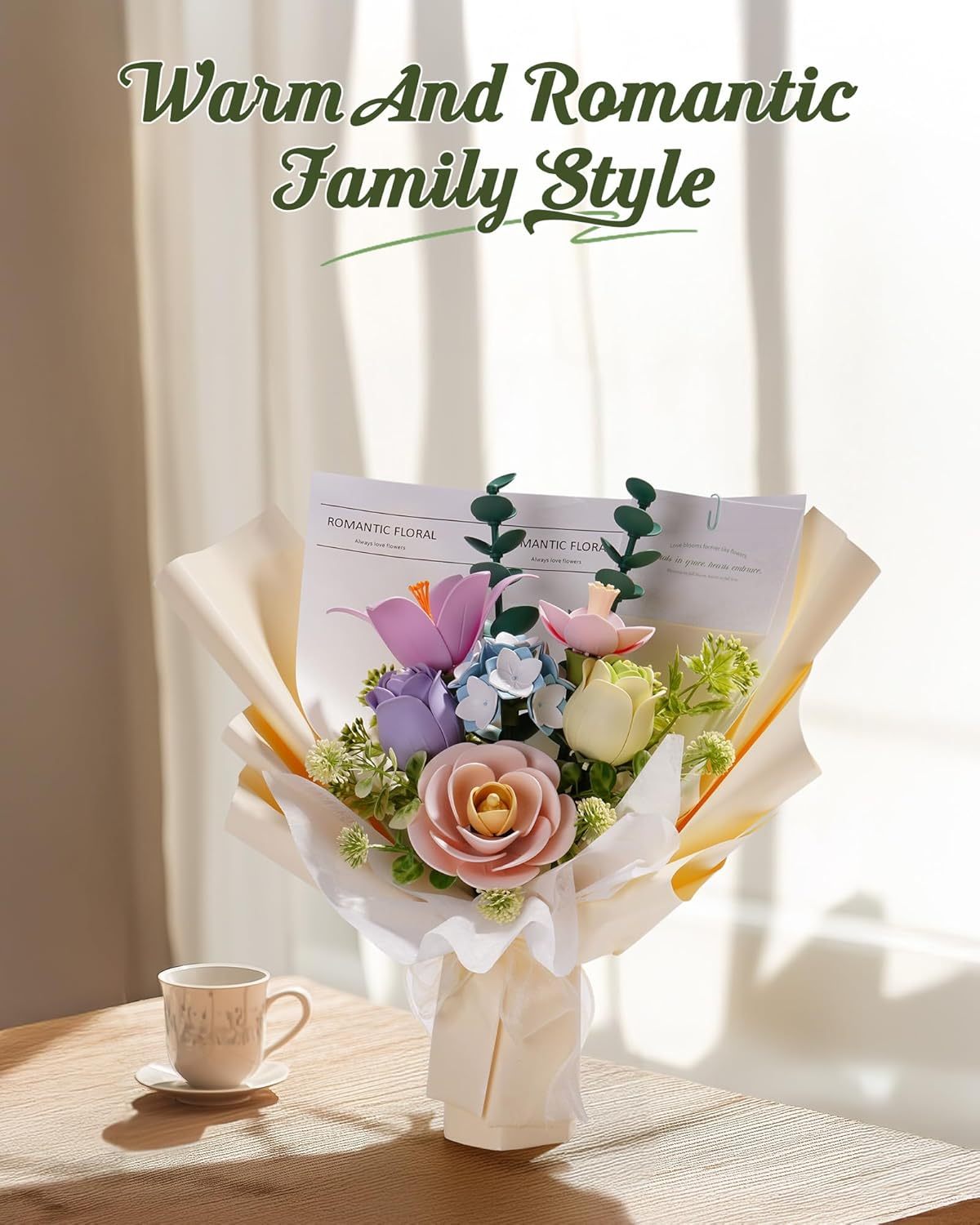 US Local ROBOTIME 3D Plastic Flower Puzzle, Spring Time Bouquet DIY Model Kits For Gift AF01J