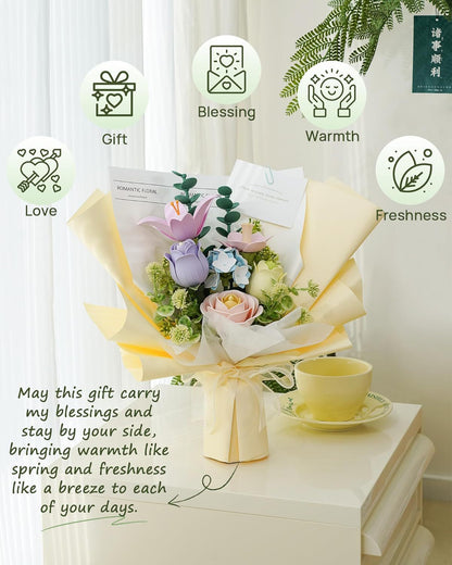 US Local ROBOTIME 3D Plastic Flower Puzzle, Spring Time Bouquet DIY Model Kits For Gift AF01J