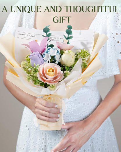 US Local ROBOTIME 3D Plastic Flower Puzzle, Spring Time Bouquet DIY Model Kits For Gift AF01J