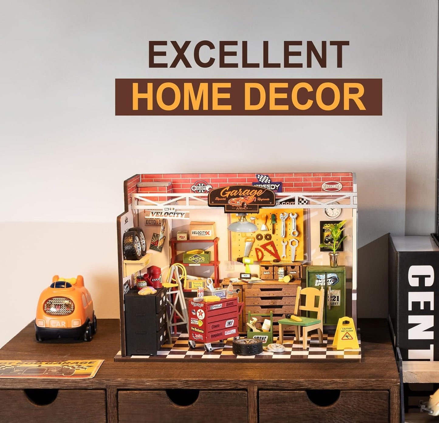 US Local ROBOTIME DIY Miniature House Kit Garage Workshop With Light, Wooden Dollhouse Model Building Kit For Adults And Children, Holiday Birthday Gifts For Boys Girls DG165