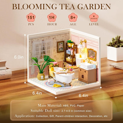 US Local ROBOTIME DIY Miniature House Kit Dollhouse Model Building Craft Kit Birthday Creative Gifts For Adults Kids Girls Boys Pop-Bubble Bathroom