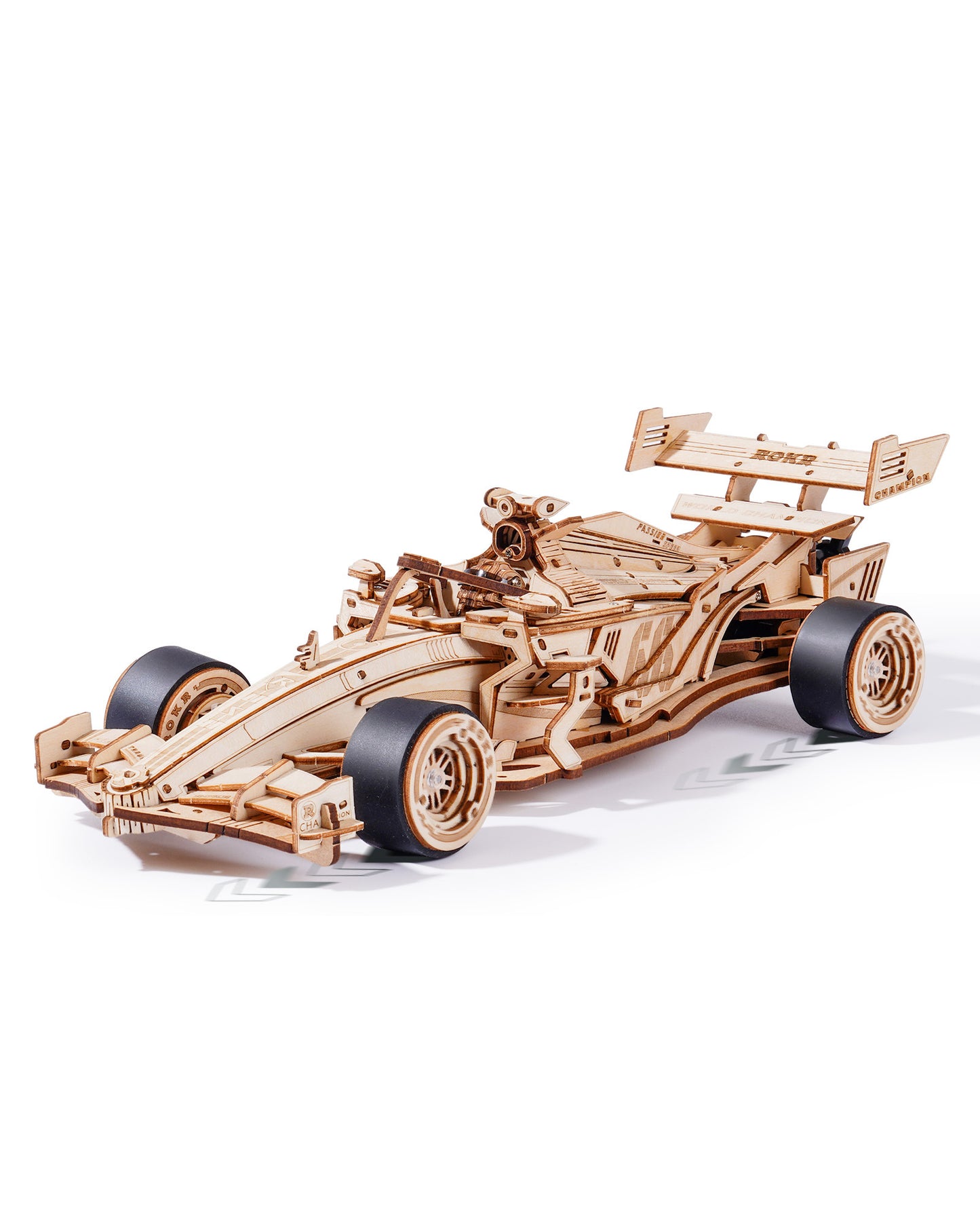 US Local ROBOTIME 3D Wooden Puzzle Racing Car Model Kits With Mechanical Roaring Engine