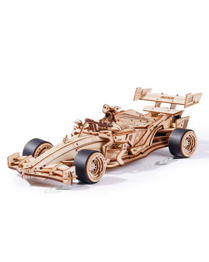 US Local ROBOTIME 3D Wooden Puzzle Racing Car Model Kits With Mechanical Roaring Engine