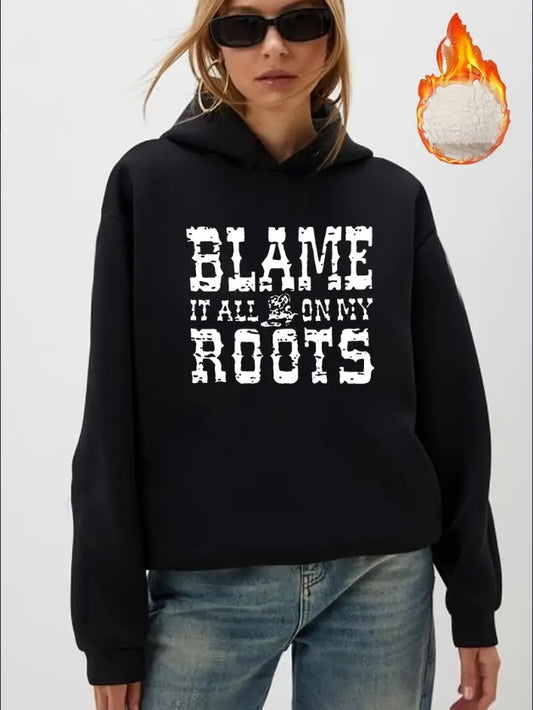 Women'S Casual Hooded Sweatshirt With Graphic Print Knit Fabric, Long Sleeve Pullover, With Fleece Lining, For Fall Winter - Western, Halloween, Christmas, Food, And Animal Patterns