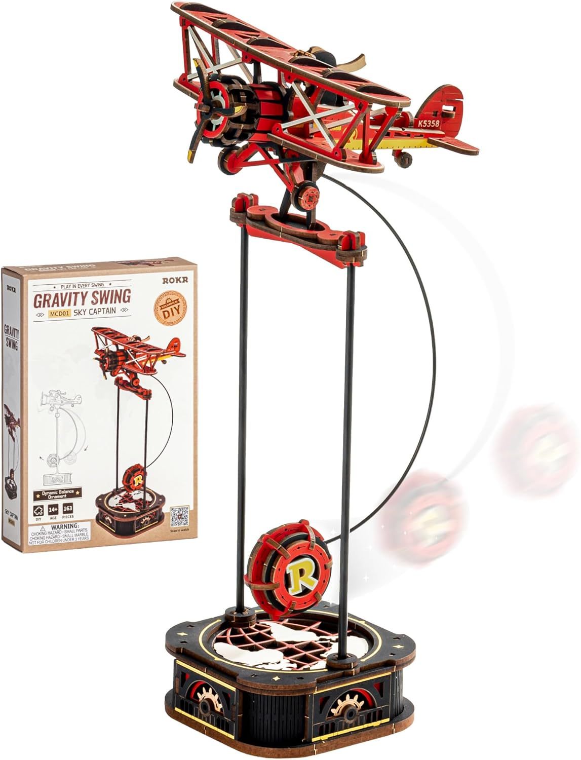 US Local ROKR 3D Wooden Puzzle Kit - Gravity Swing Series Gladiator Fighter With Moving Mechanism, Challenging DIY Building Project For Adult Model Enthusiasts