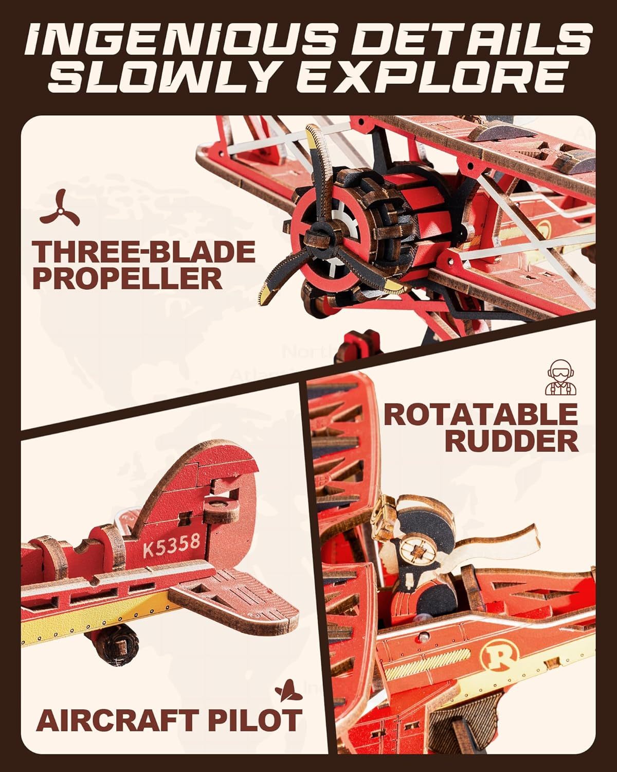 US Local ROKR 3D Wooden Puzzle Kit - Gravity Swing Series Gladiator Fighter With Moving Mechanism, Challenging DIY Building Project For Adult Model Enthusiasts