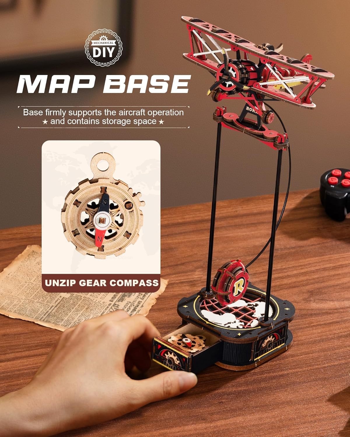 US Local ROKR 3D Wooden Puzzle Kit - Gravity Swing Series Gladiator Fighter With Moving Mechanism, Challenging DIY Building Project For Adult Model Enthusiasts