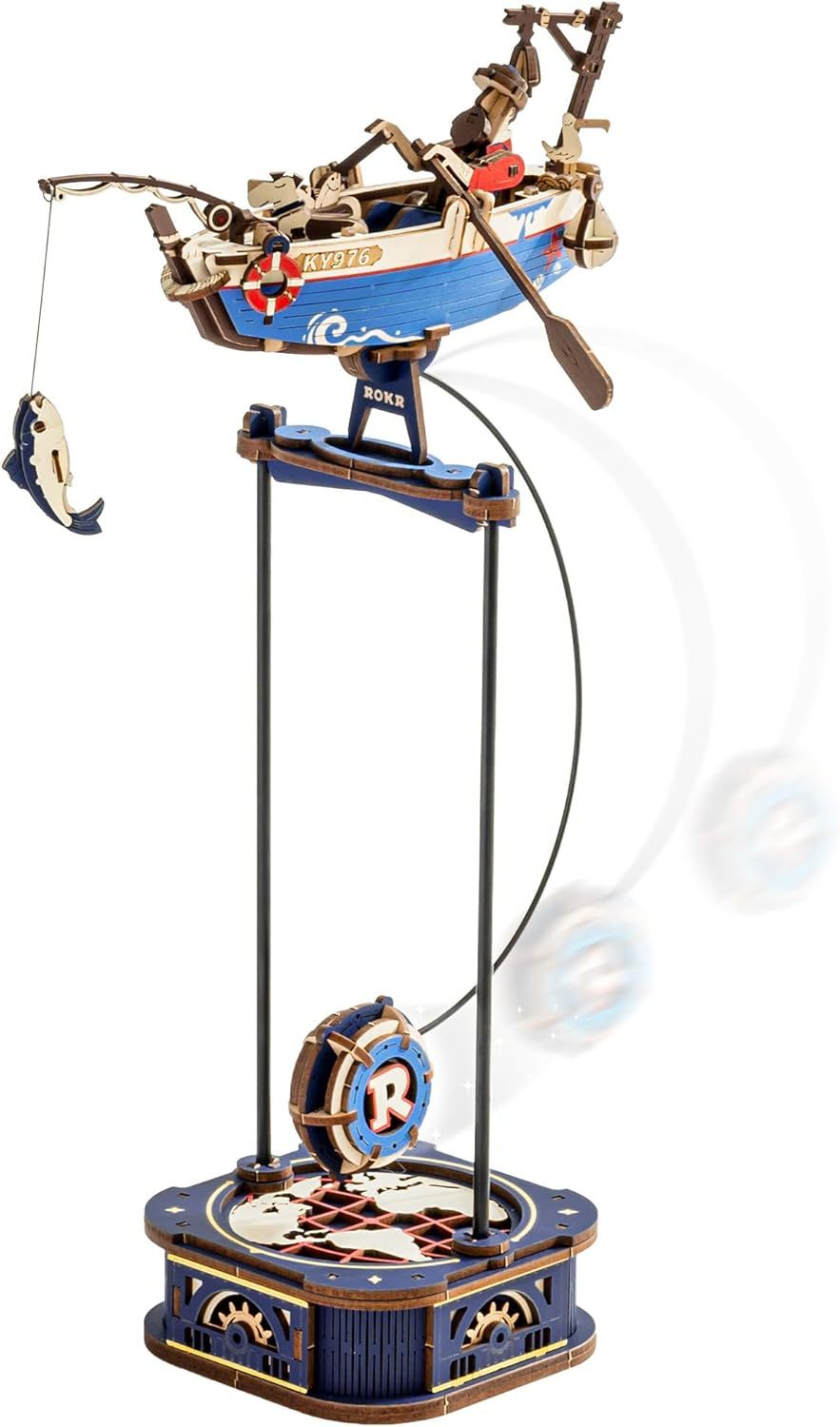 US Local ROKR 3D Wooden Puzzle Kit - Gravity Swing Series Gladiator Fighter With Moving Mechanism, Challenging DIY Building Project For Adult Model Enthusiasts