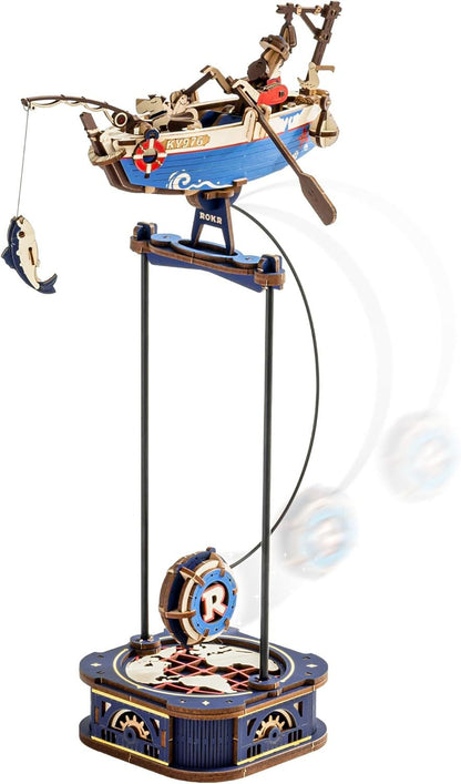 US Local ROKR 3D Wooden Puzzle Kit - Gravity Swing Series Gladiator Fighter With Moving Mechanism, Challenging DIY Building Project For Adult Model Enthusiasts