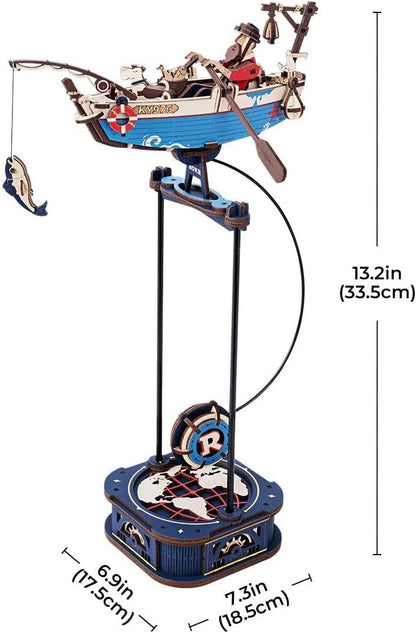 US Local ROKR 3D Wooden Puzzle Kit - Gravity Swing Series Gladiator Fighter With Moving Mechanism, Challenging DIY Building Project For Adult Model Enthusiasts