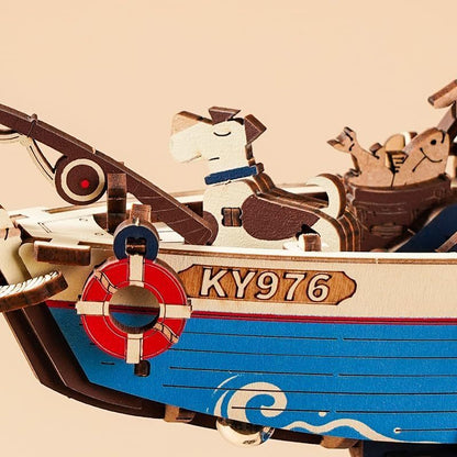 US Local ROKR 3D Wooden Puzzle Kit - Gravity Swing Series Gladiator Fighter With Moving Mechanism, Challenging DIY Building Project For Adult Model Enthusiasts