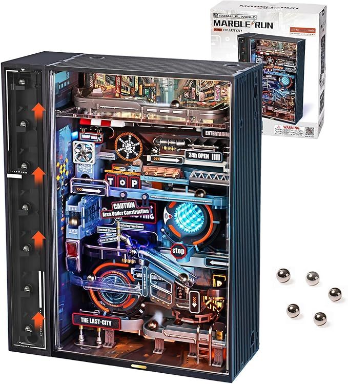 US Local ROBOTIME 3D Puzzle Model Kit To Build Last City, Marble Run LED Glow In The Dark MR01S