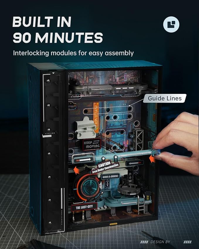 US Local ROBOTIME 3D Puzzle Model Kit To Build Last City, Marble Run LED Glow In The Dark MR01S