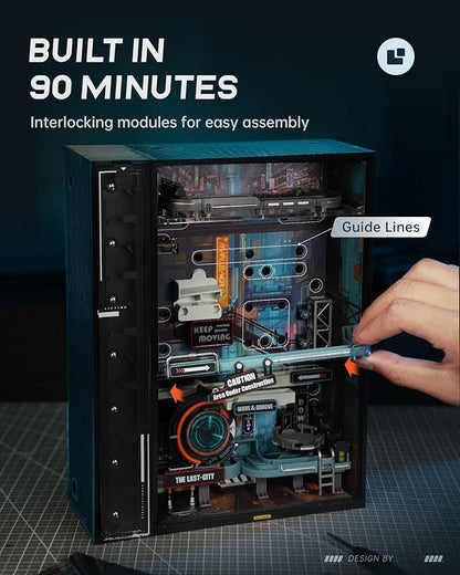 US Local ROBOTIME 3D Puzzle Model Kit To Build Last City, Marble Run LED Glow In The Dark MR01S