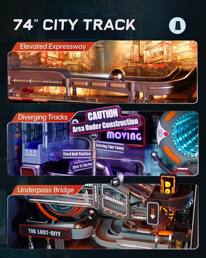 US Local ROBOTIME 3D Puzzle Model Kit To Build Last City, Marble Run LED Glow In The Dark MR01S