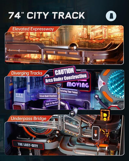 US Local ROBOTIME 3D Puzzle Model Kit To Build Last City, Marble Run LED Glow In The Dark MR01S